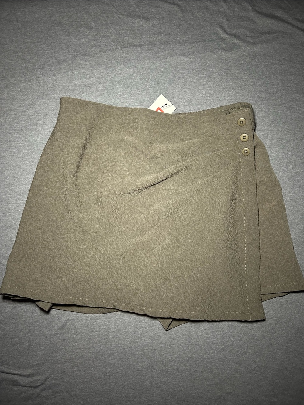 Women’s Gray Mini Wrap Skort with Button Detail